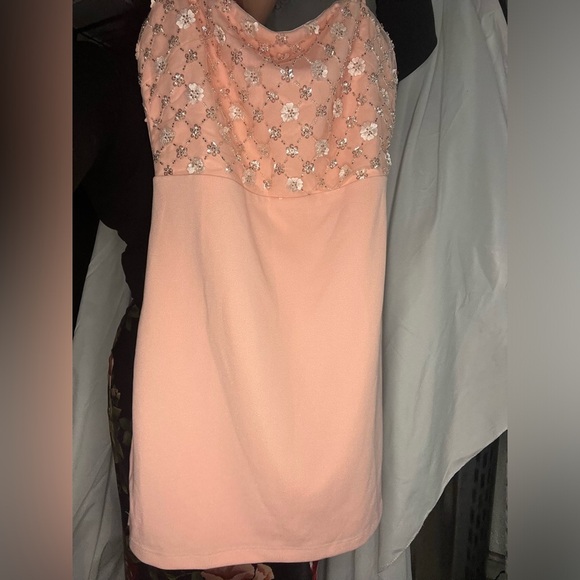 Hello Molly light pink embellished spaghetti strapped lined‎ mini dress size 6 - Picture 3 of 7